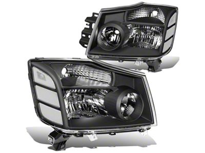 Factory Style Headlights with Clear Corners; Black Housing; Clear Lens (04-15 Titan)