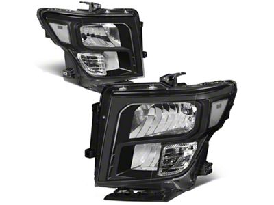 Factory Style Headlights with Clear Corners; Black Housing; Clear Lens (17-24 Titan w/ Factory Halogen Headlights)