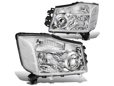 Factory Style Headlights with Clear Corners; Chrome Housing; Clear Lens (04-15 Titan)