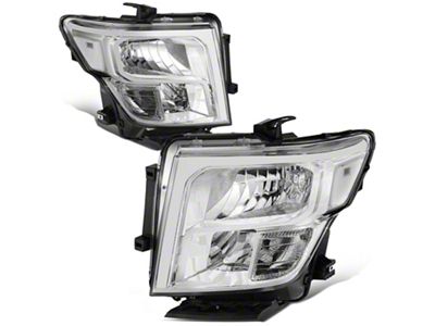 Factory Style Headlights with Clear Corners; Chrome Housing; Clear Lens (17-24 Titan w/ Factory Halogen Headlights)