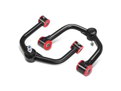 Front Upper Control Arms for 2 to 4-Inch Lift; Black/Red (04-15 Titan, Excluding PRO-4X)