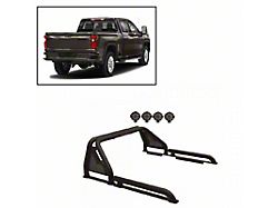 Gladiator Roll Bar with 7-Inch Black Round LED Lights; Black (17-24 Titan)