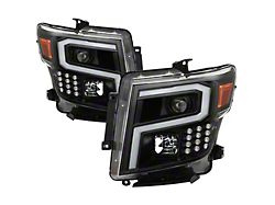 Light Bar DRL Projector Headlights; Black Housing; Clear Lens (16-24 Titan w/ Factory Halogen Headlights)