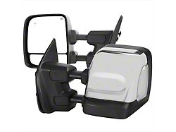 Powered Heated BSM Memory Manual Extendable Towing Mirrors with Clear LED Turn Signals; Chrome (16-24 Titan)