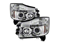 Signature Series LED Halo Projector Headlights; Chrome Housing; Clear Lens (04-15 Titan)