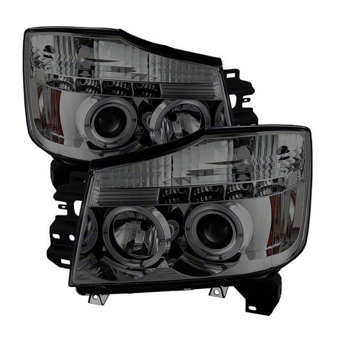 Titan Signature Series Led Halo Projector Headlights Chrome Housing Smoked Lens Titan