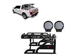 Warrior Roll Bar with 9-Inch Black Round LED Lights; Black (17-24 Titan)