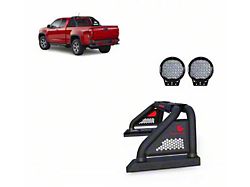 Classic Pro Roll Bar for Tonneau Cover with 9-Inch Black Round LED Lights; Black (16-24 Titan XD)