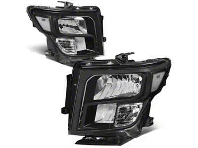 Factory Style Headlights with Clear Corners; Black Housing; Clear Lens (16-24 Titan XD w/ Factory Halogen Headlights)