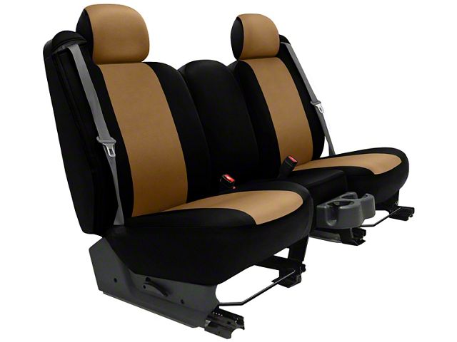 Genuine Neoprene Custom 1st Row Bucket Seat Covers; Tan/Black (16-24 Titan XD w/ Bucket Seats)