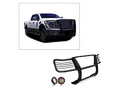 Modular Grille Guard with 5.30-Inch Red Round Flood LED Lights; Black (16-24 Titan XD)