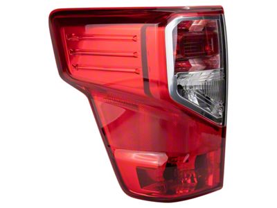 Tail Light; Chrome Housing; Red Clear Lens; Driver Side (16-21 Titan XD)