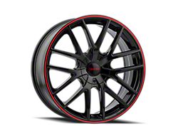 Touren TR60 Gloss Black with Red Ring Wheel; 17x7.5; 42mm Offset (14-23 Jeep Cherokee KL)