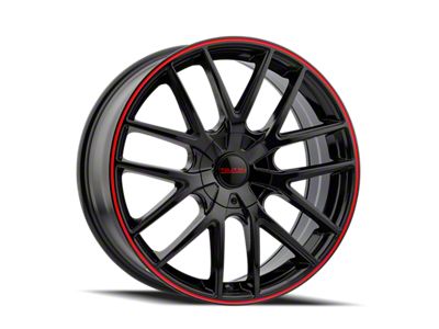 Touren TR60 Gloss Black with Red Ring Wheel; 17x7.5; 42mm Offset (14-23 Jeep Cherokee KL)