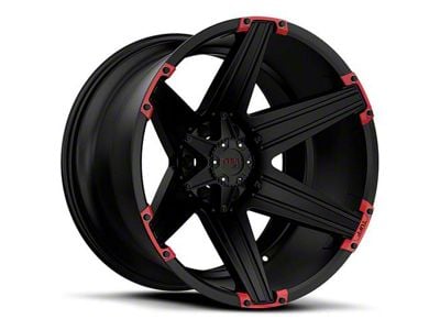 Tuff A.T. T12 Satin Black with Red Inserts 6-Lug Wheel; 22x12; -45mm Offset (04-15 Titan)