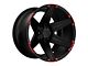 Tuff A.T. T12 Satin Black with Red Inserts 6-Lug Wheel; 22x10; -25mm Offset (10-24 4Runner)