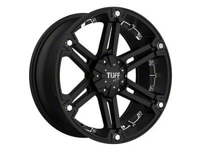 Tuff A.T. T01 Flat Black with Chrome Inserts 6-Lug Wheel; 17x8; -13mm Offset (03-09 4Runner)