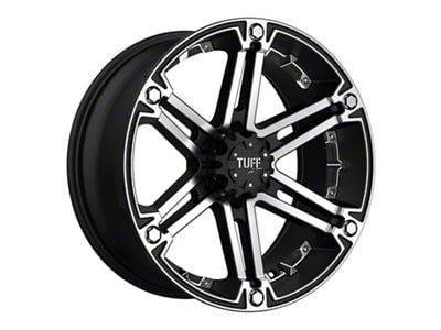 Tuff A.T. T01 Flat Black with Machined Face 6-Lug Wheel; 17x8; -13mm Offset (03-09 4Runner)