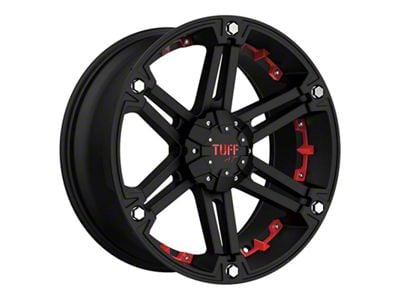 Tuff A.T. T01 Flat Black with Red Inserts 6-Lug Wheel; 18x9; 10mm Offset (03-09 4Runner)