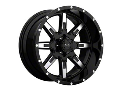 Tuff A.T. T15 Gloss Black with Machined Face 6-Lug Wheel; 20x10; -19mm Offset (03-09 4Runner)