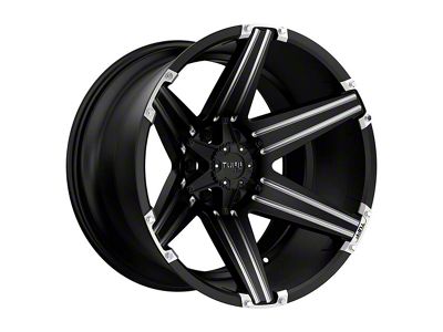 Tuff A.T. T12 Satin Black with Milled Spokes 6-Lug Wheel; 24x11; -45mm Offset (04-15 Titan)