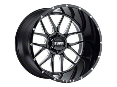 Tuff A.T. T23 Gloss Black with Milled Spokes and Dimples 6-Lug Wheel; 22x14; -76mm Offset (04-15 Titan)