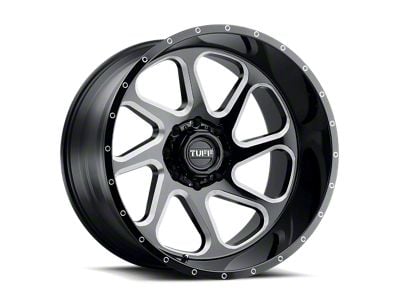 Tuff A.T. T2B Gloss Black with Milled Spokes 6-Lug Wheel; Left Directional; 22x12; -45mm Offset (04-15 Titan)