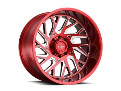 Tuff A.T. T4B Candy Red with Milled Spoke 6-Lug Wheel; Right Directional; 22x12; -45mm Offset (04-15 Titan)