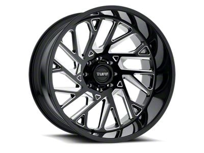 Tuff A.T. T4B Gloss Black with Milled Spokes 6-Lug Wheel; Right Directional; 22x12; -45mm Offset (04-15 Titan)