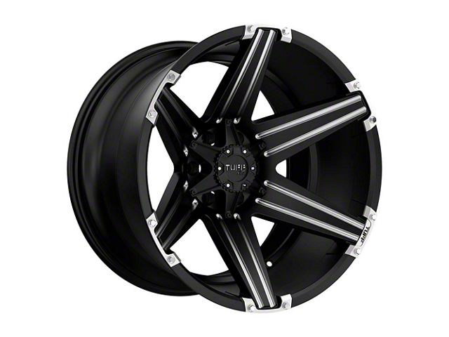 Tuff A.T. T12 Satin Black with Milled Spokes 6-Lug Wheel; 24x11; -45mm Offset (05-15 Tacoma)