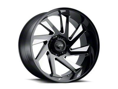Tuff A.T. T1B Gloss Black with Milled Spokes 6-Lug Wheel; Right Directional; 22x12; -45mm Offset (2024 Tacoma)