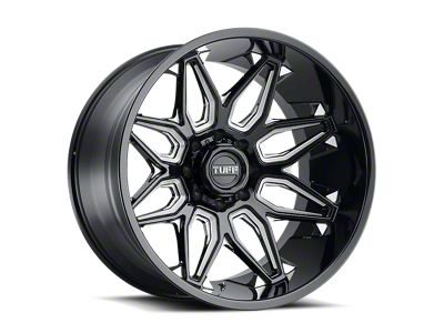 Tuff A.T. T3B Gloss Black with Milled Spokes 6-Lug Wheel; 22x12; -45mm Offset (2024 Tacoma)