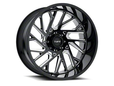 Tuff A.T. T4B Gloss Black with Milled Spokes 6-Lug Wheel; Right Directional; 22x12; -45mm Offset (2024 Tacoma)