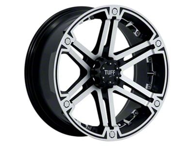 Tuff A.T. T01 Flat Black with Machined Face and Chrome Inserts 6-Lug Wheel; 20x9; -13mm Offset (10-24 4Runner)