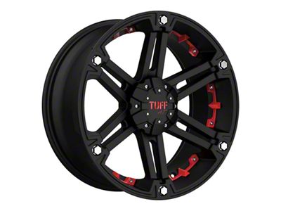 Tuff A.T. T01 Flat Black with Red Inserts 6-Lug Wheel; 18x9; 10mm Offset (10-24 4Runner)