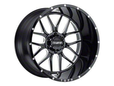 Tuff A.T. T23 Gloss Black with Milled Spokes and Dimples 6-Lug Wheel; 22x14; -76mm Offset (10-24 4Runner)