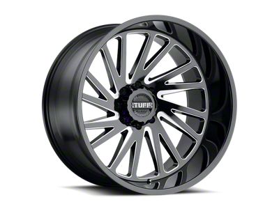 Tuff A.T. T2A Gloss Black with Milled Spokes 6-Lug Wheel; Right Directional; 22x12; -45mm Offset (10-24 4Runner)