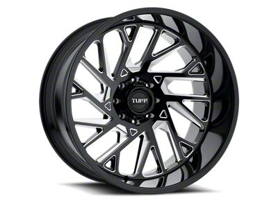 Tuff A.T. T4B Gloss Black with Milled Spokes 6-Lug Wheel; Right Directional; 22x12; -45mm Offset (10-24 4Runner)