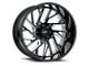 Tuff A.T. T4B Gloss Black with Milled Spokes 6-Lug Wheel; Right Directional; 22x12; -45mm Offset (10-24 4Runner)