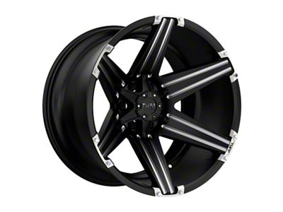 Tuff A.T. T12 Satin Black Milled with Brushed Inserts 6-Lug Wheel; 20x12; -45mm Offset (21-24 Bronco, Excluding Raptor)