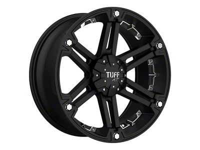 Tuff A.T. T01 Flat Black with Chrome Inserts Wheel; 17x8 (20-24 Jeep Gladiator JT)