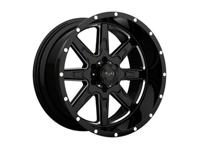 Tuff A.T. T15 Gloss Black with Milled Spokes Wheel; 22x10 (20-24 Jeep Gladiator JT)