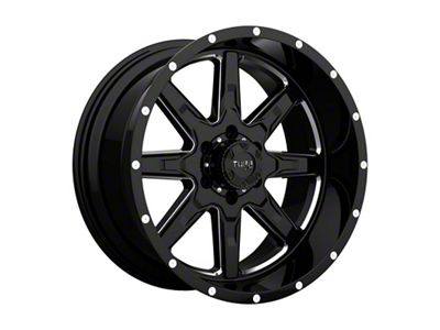 Tuff A.T. T15 Gloss Black with Milled Spokes Wheel; 22x10 (99-04 Jeep Grand Cherokee WJ)