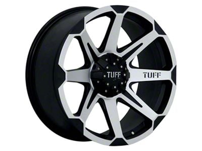 Tuff A.T. T05 Flat Black with Machined Face Wheel; 22x10; -20mm Offset (07-18 Jeep Wrangler JK)