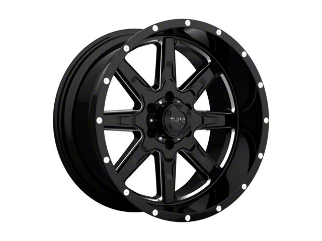 Tuff A.T. T15 Gloss Black with Milled Spokes Wheel; 22x10 (07-18 Jeep Wrangler JK)
