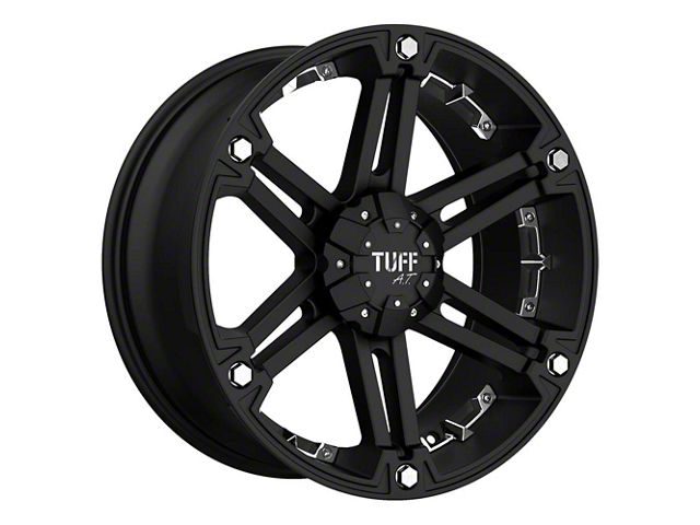 Tuff A.T. T01 Flat Black with Chrome Inserts Wheel; 17x8 (18-24 Jeep Wrangler JL)