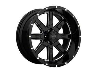 Tuff A.T. T15 Gloss Black with Milled Spokes Wheel; 22x10 (18-24 Jeep Wrangler JL)