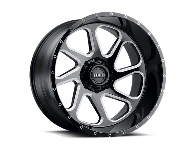 Tuff A.T. T2B Gloss Black with Milled Spokes Wheel; 26x14 (18-24 Jeep Wrangler JL)