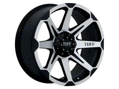 Tuff A.T. T05 Flat Black with Machined Face Wheel; 22x10 (97-06 Jeep Wrangler TJ)