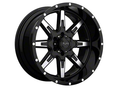 Tuff A.T. T15 Gloss Black with Milled Spokes Wheel; 22x10; -19mm Offset (87-95 Jeep Wrangler YJ)